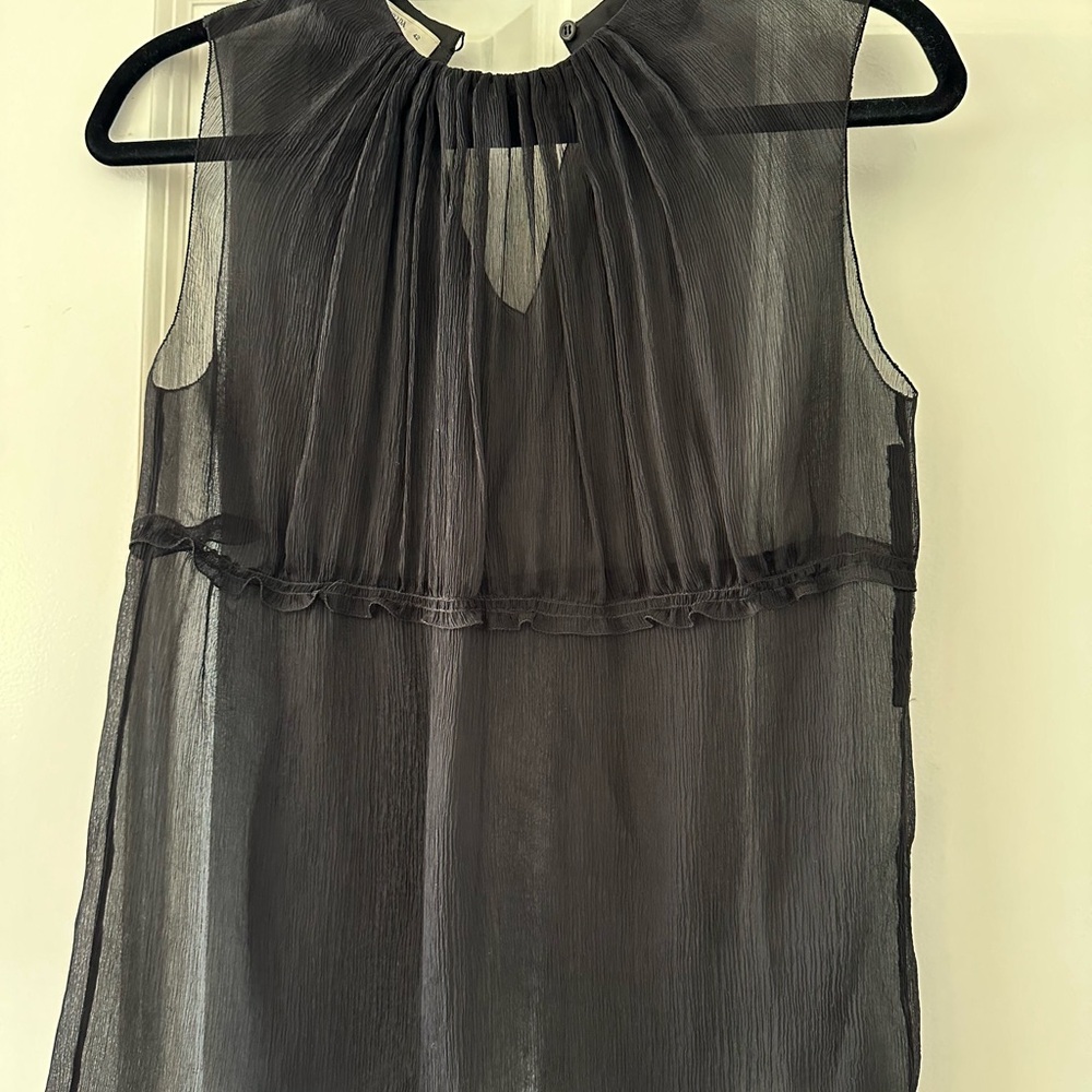 Prada Elegant Black Sheer Silk Blouse